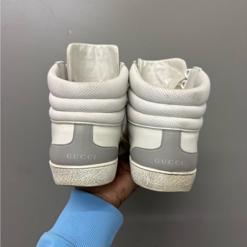 Gucci Ace High Top GG White Leather Sneakers Sz 11 Men's Pre-Owned - Picture 4 of 12